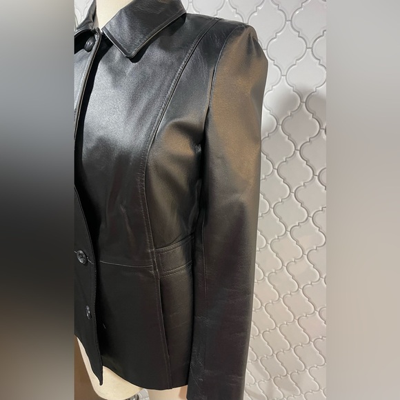 Croft & Barrow Black Leather Jacket, EUC, size M - Picture 4 of 14
